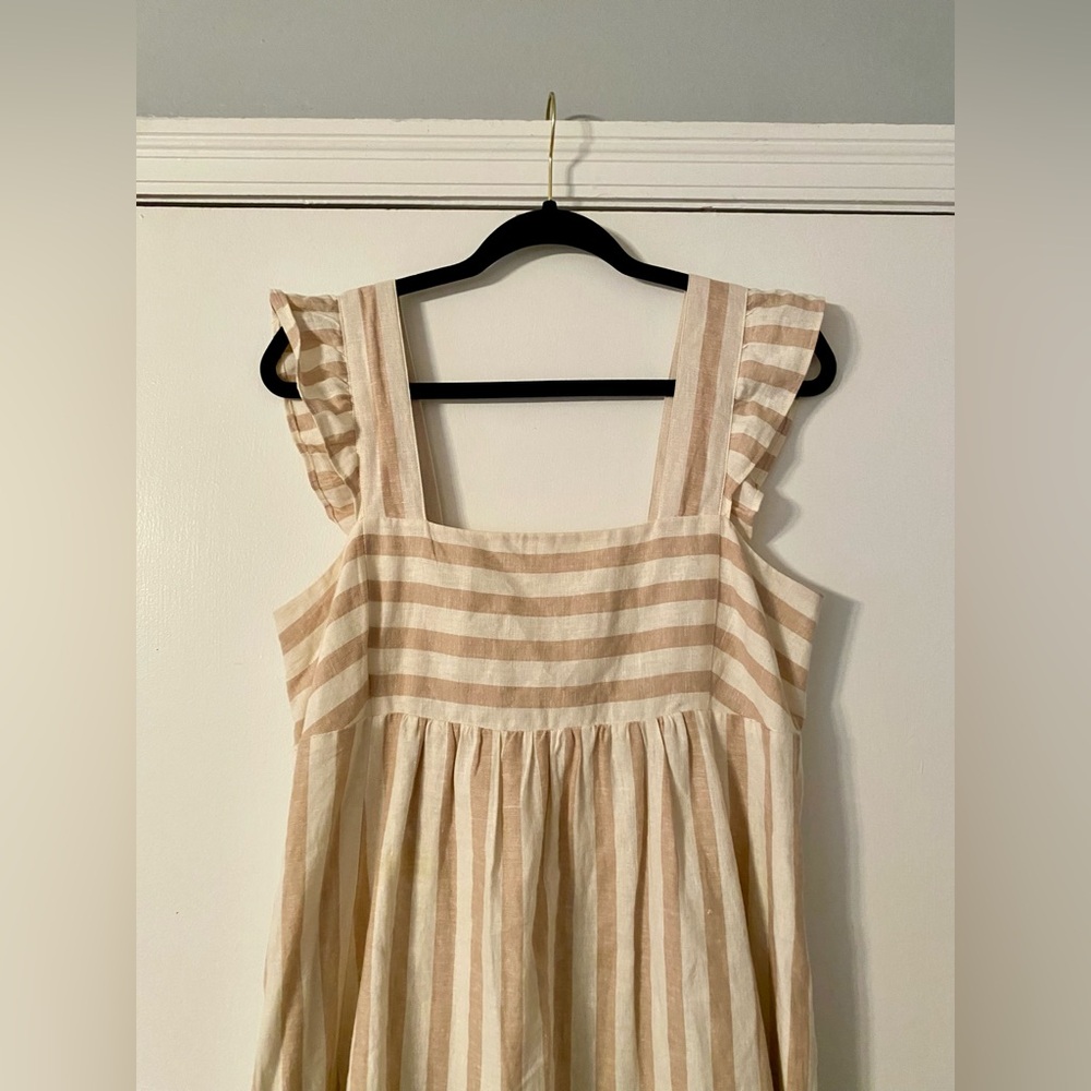 Draper James Maddie Babydoll Dress Women’s Size Medium linen Striped nautical - Picture 5 of 10